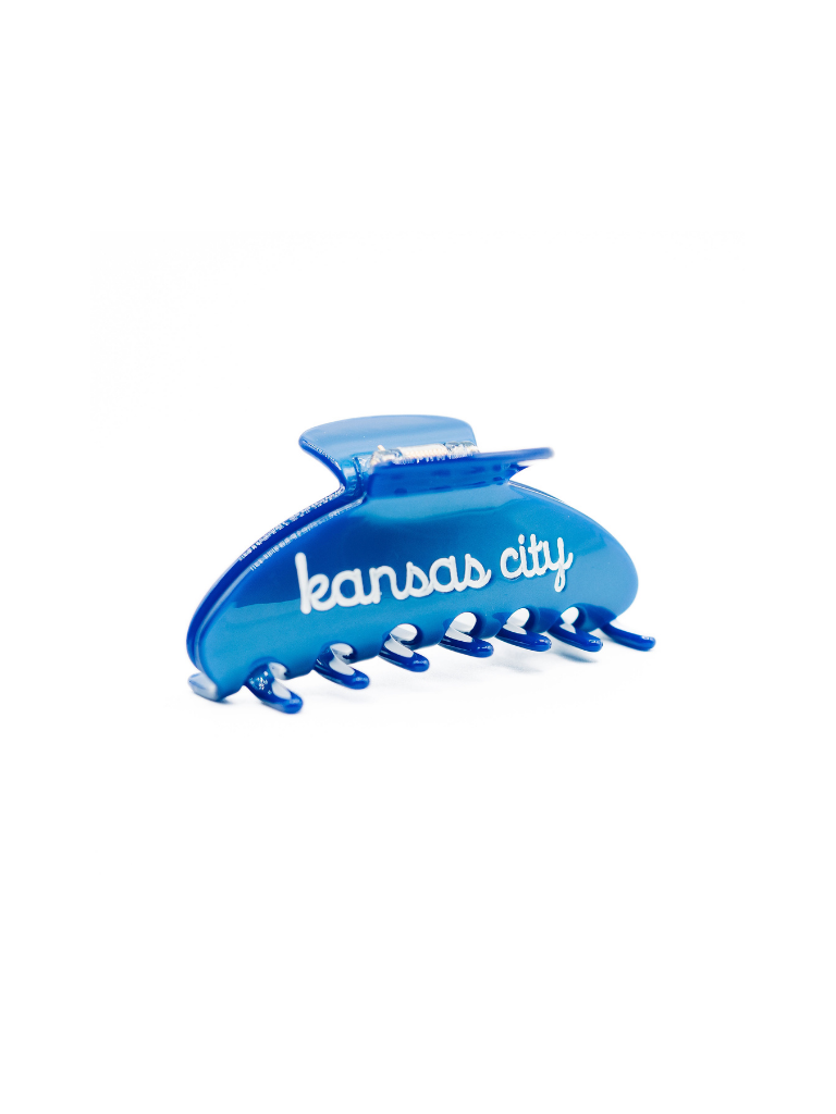 Script Clip Kansas City Blue Script Claw Clip | EB and Co. | Boutique: Brookside/Plaza