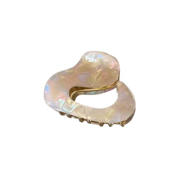 White Opalescent Swirl Shape Claw Clip