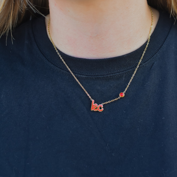 Kansas City Necklaces - Red KC Script w/Charm