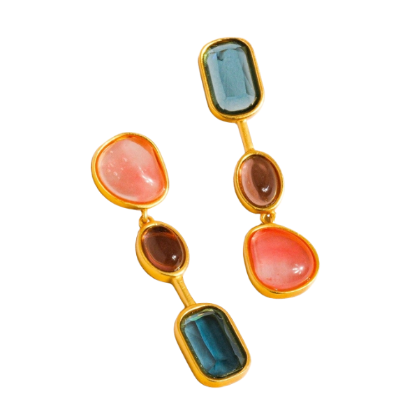 Vintage Stone Mismatch Drop Earrings