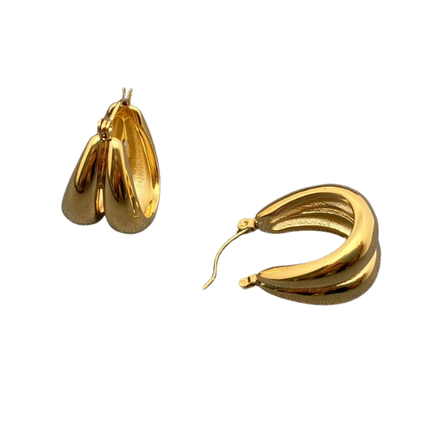Double Line Chunky Statement Hoop Earrings
