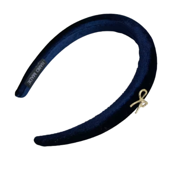Velvet Skinny Headband w/Bow Charm