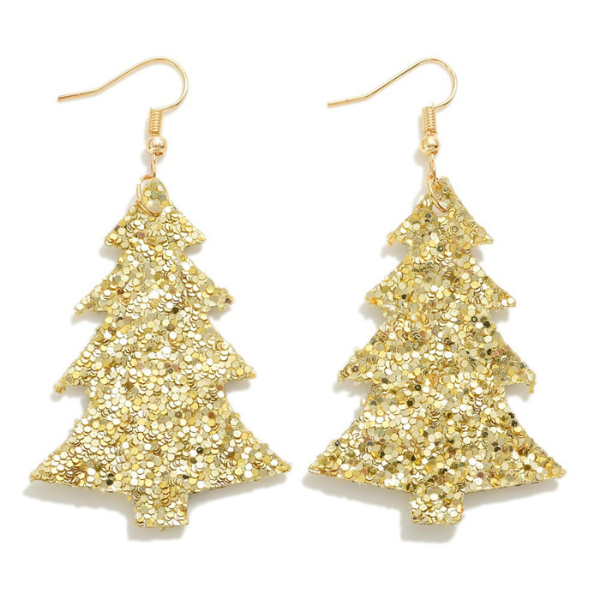 Holiday Earring - Gold glittering tree