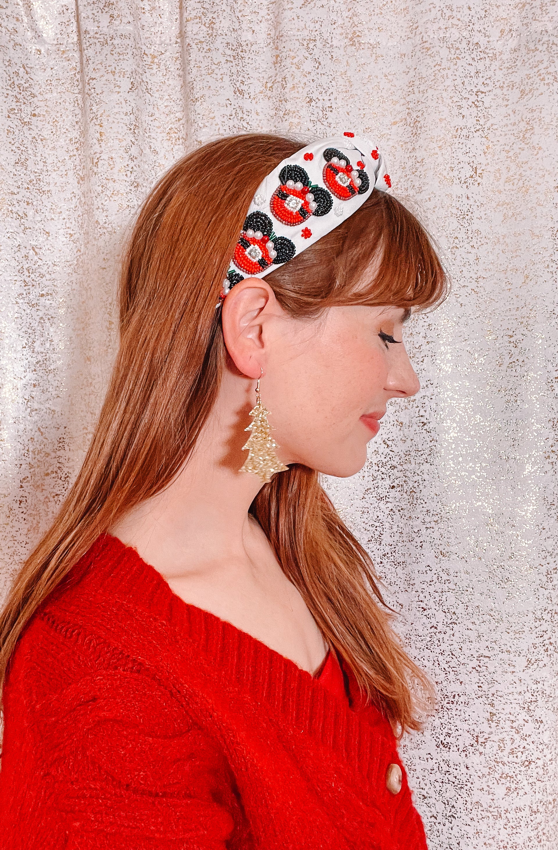 Holiday Beaded Headband - Holiday Mouse Ornament