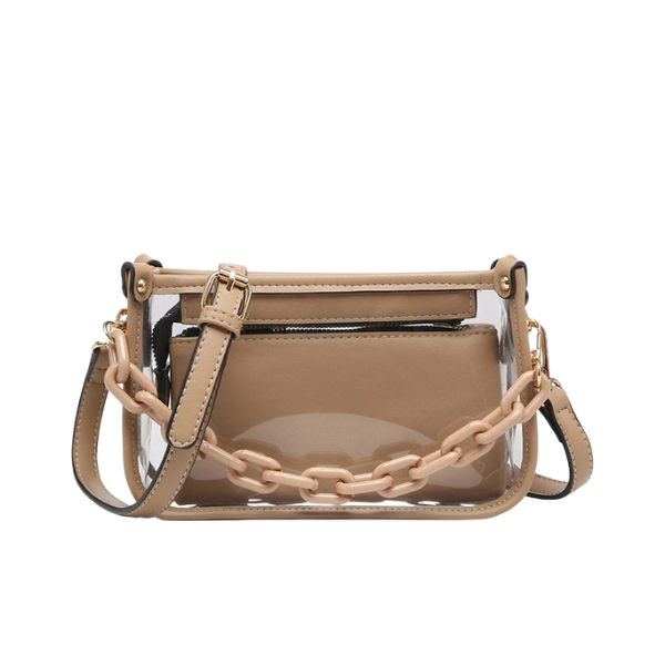 Jessica Clear Crossbody Bag w/Chain Shoulder Strap
