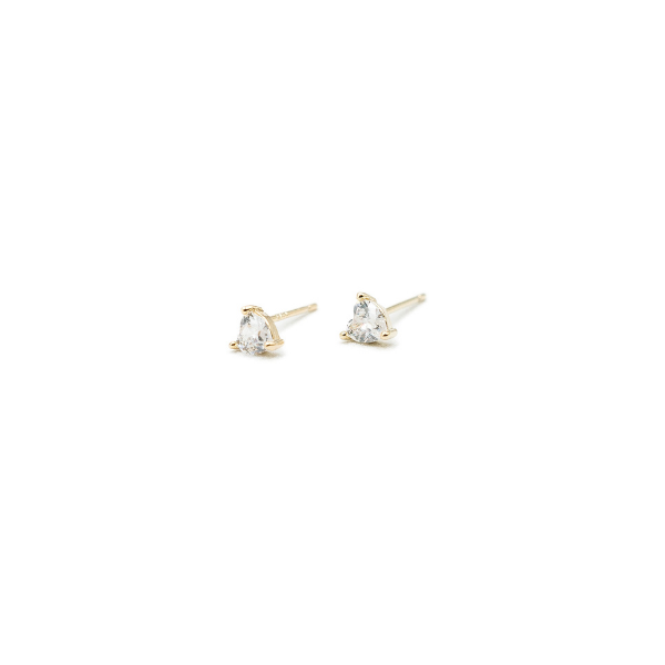 LA Gold Plated Heart CZ Sterling Silver Post Stud Earring