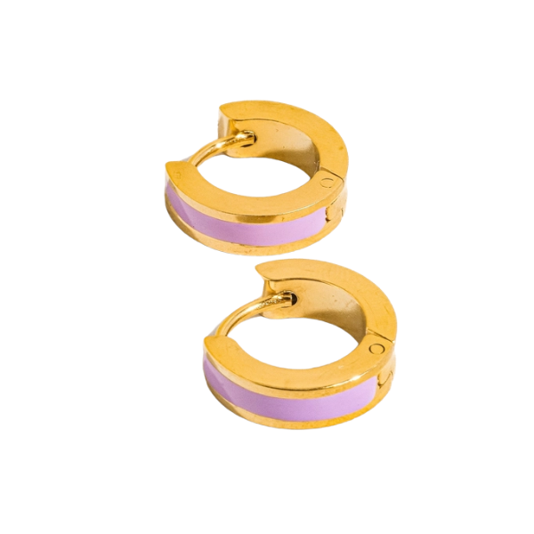 18k Gold Plated Stripped Clicker Hoop Earrings