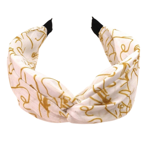 Abstract Print Top Knot Twist Headband