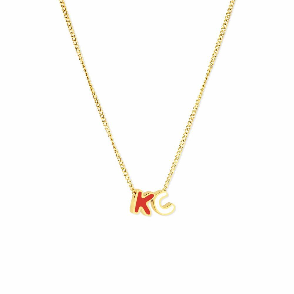 Kansas City Red & White Bubble Letter Necklace