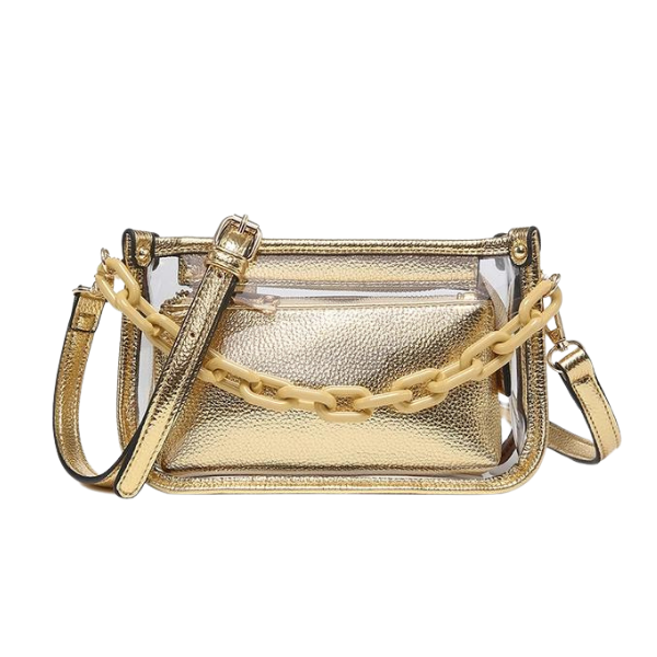 Jessica Clear Crossbody Bag w/Chain Shoulder Strap