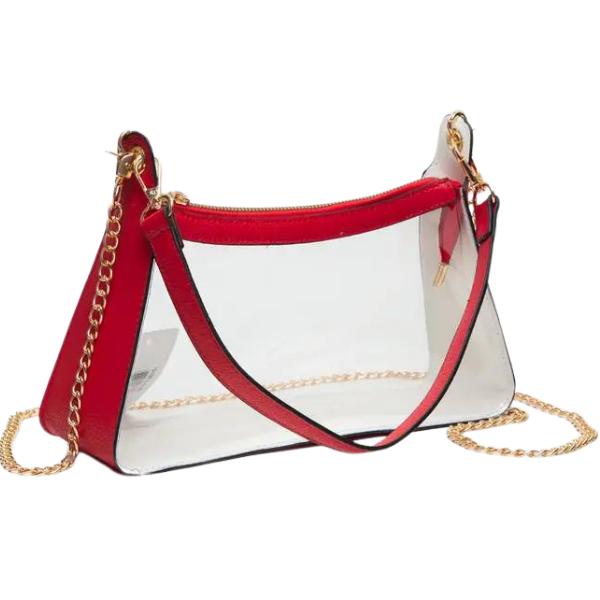 Clear Red Satchel Bag