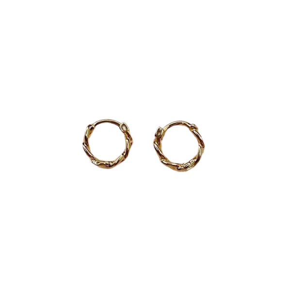 18k Gold Filled Cuban Link Huggie Hoop Earrings