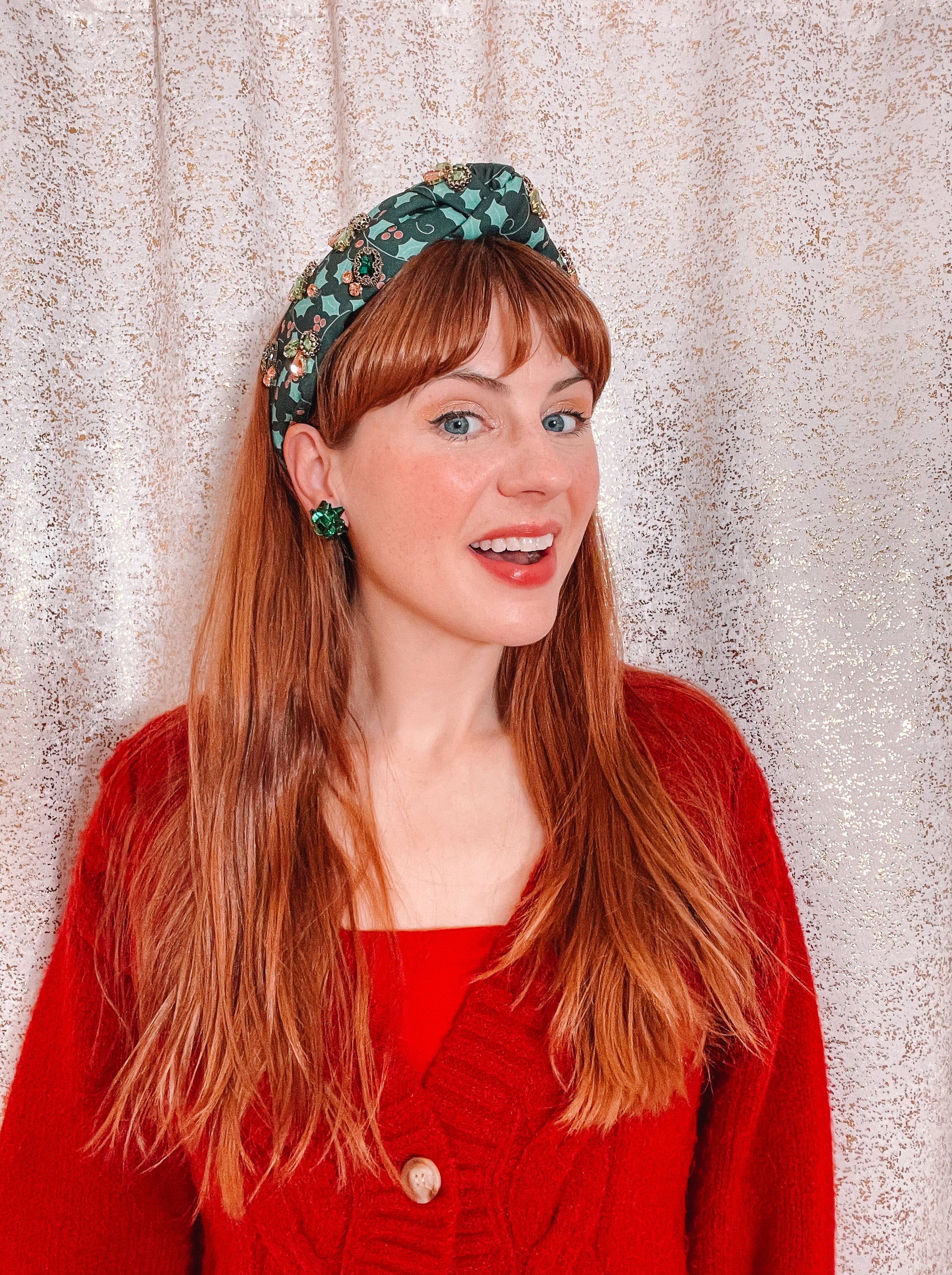 Holly & Rhinestones Top Knot Headband