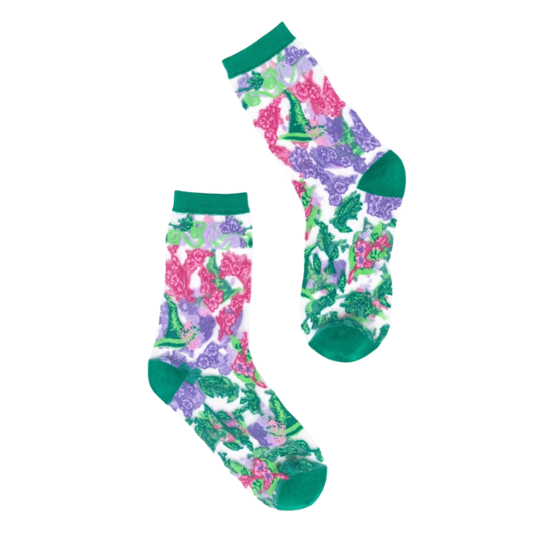 'Wicked' Floral Sheer Socks