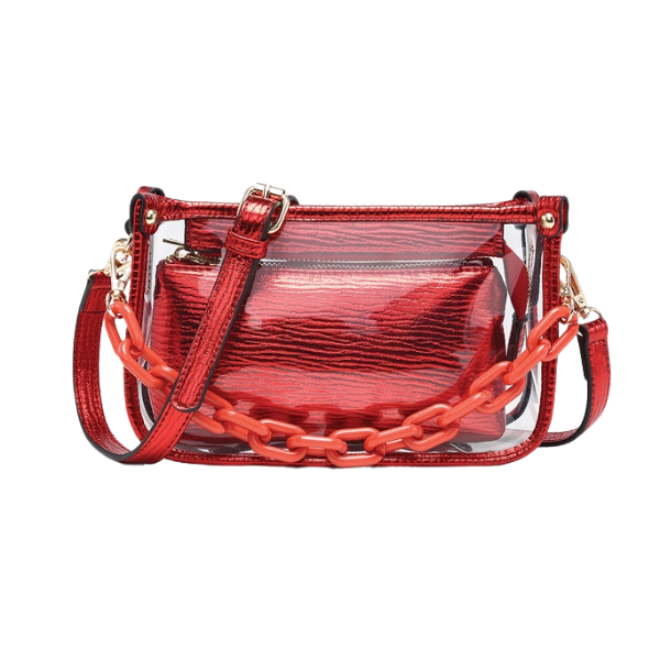 Jessica Clear Crossbody Bag w/Chain Shoulder Strap