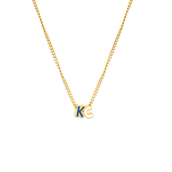 Kansas City Baseball Royal & White Bubble Letter Necklace