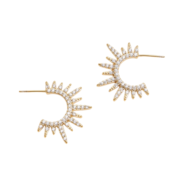 Sunburst CZ Accented Statement Earrings