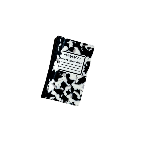 Black & White Composition Notebook Claw Clip