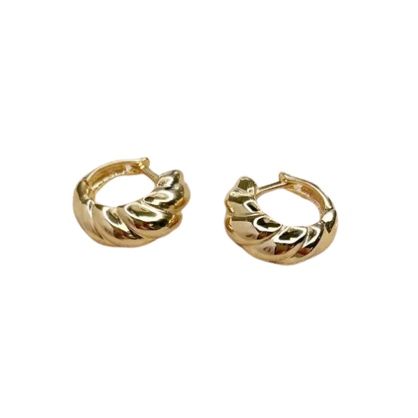 18k Gold Filled Croissant Twist Huggie Hoop Earrings