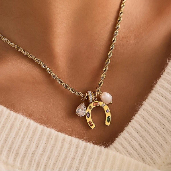 Western 18K Gold Non-Tarnish Horseshoe Charm Necklace
