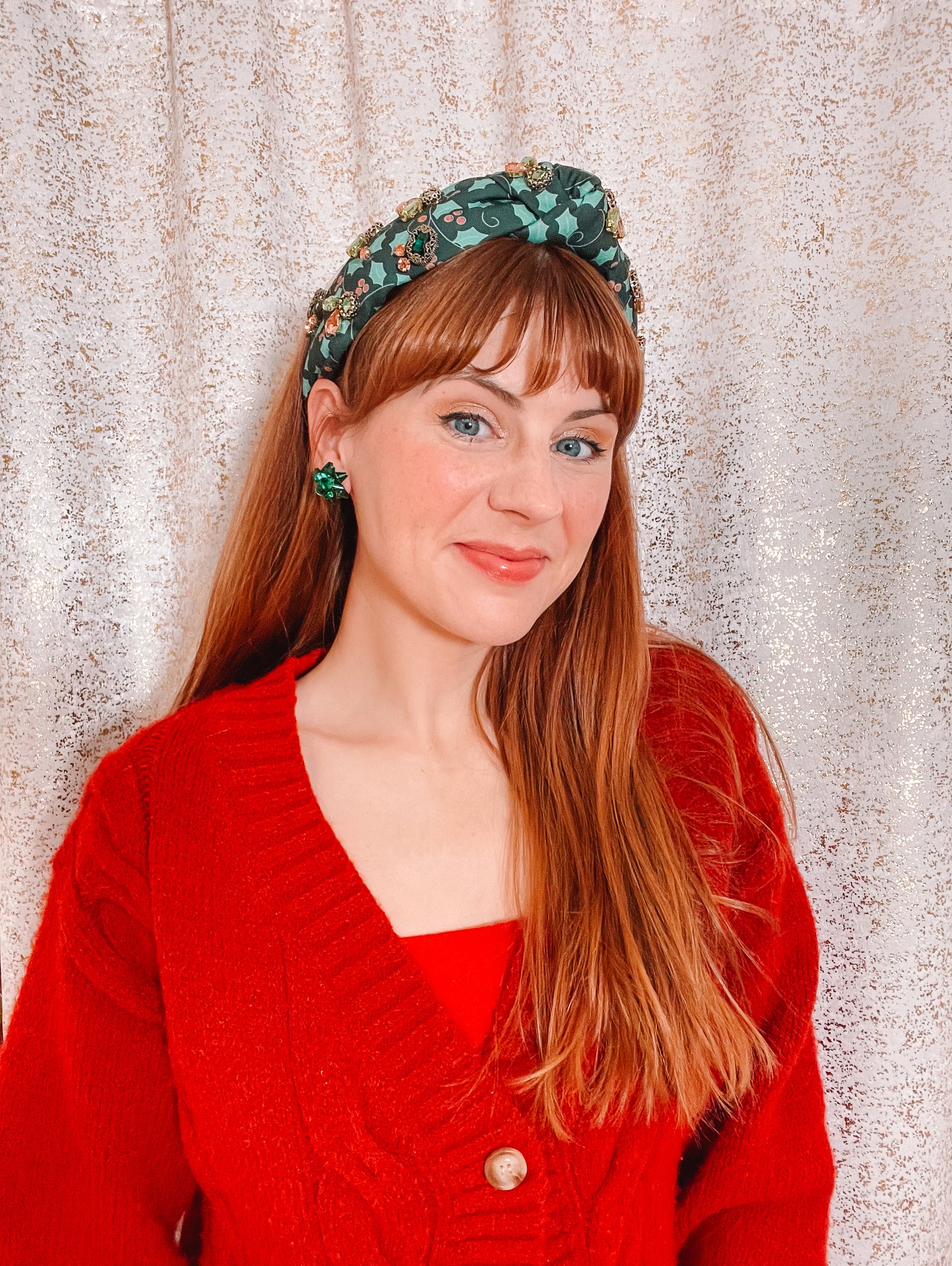 Holiday Earring - Green Bow