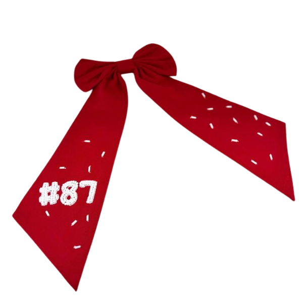 Kansas City #87 Red w/White Beads Bow Clip