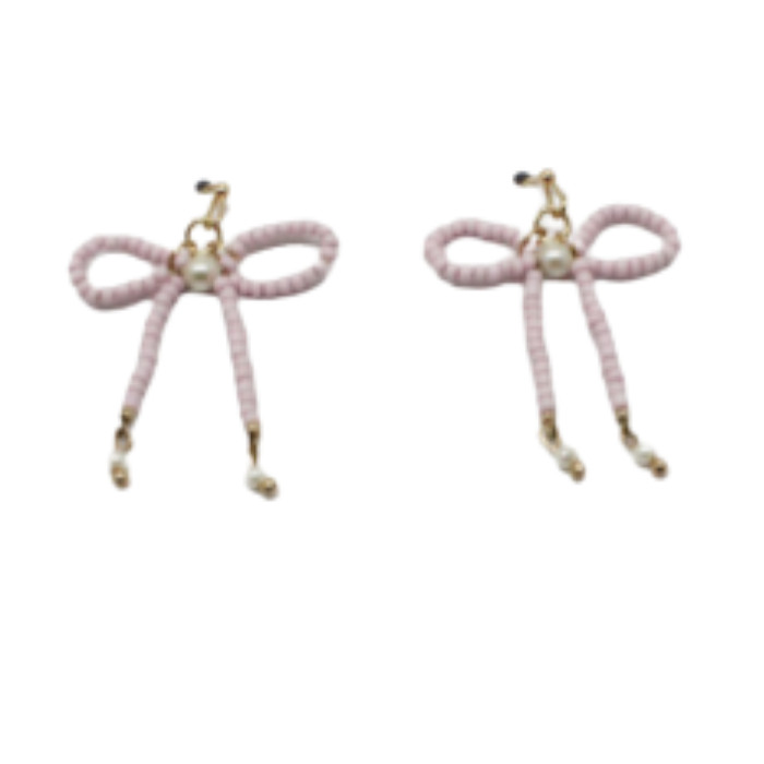Beaded Bow Dangle Earrings