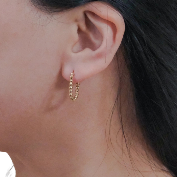 Beaded Oval Hoop Earrings