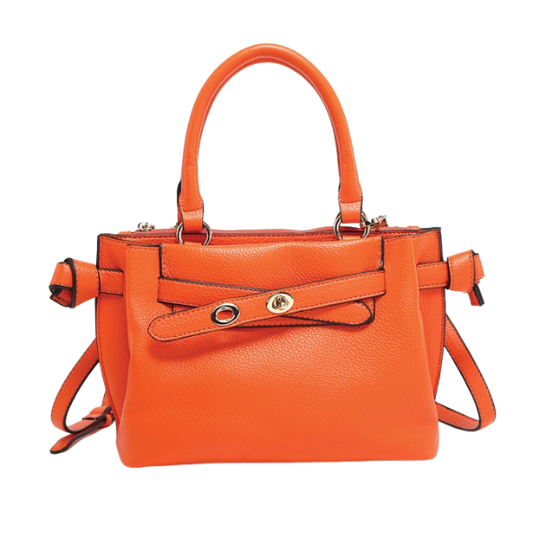 Dual Compartment Satchel Bag w/ Twist-Lock Strap - Flame