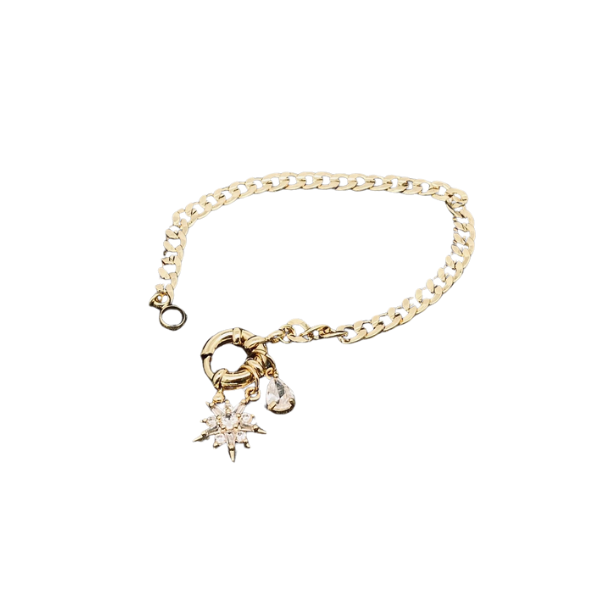 CZ Stone Star Charm Chain Bracelet