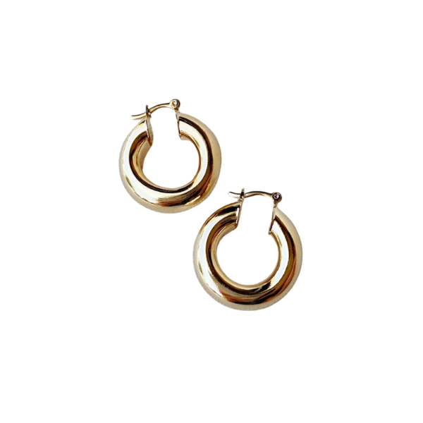 18k Gold Filled Thick Tube Hoop Earrings
