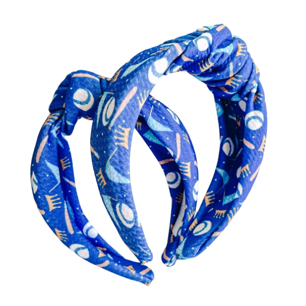Evie Pearl Kansas City Blue Bows Top Knot Headband