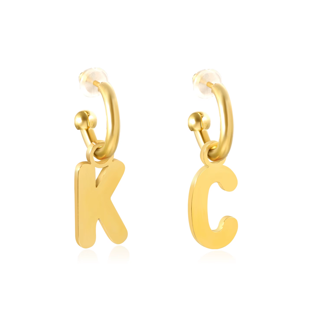 Kansas City Initial Huggie Hoop Earrings