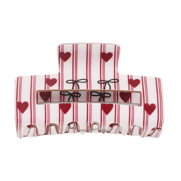 Hearts & Stripes Rectangle Claw Clip