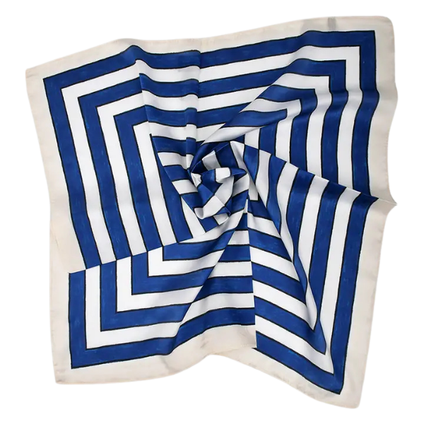 Navy Stripe Silk Scarf