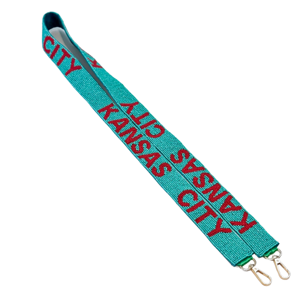 Kansas City Teal & Red Beaded Purse Strap