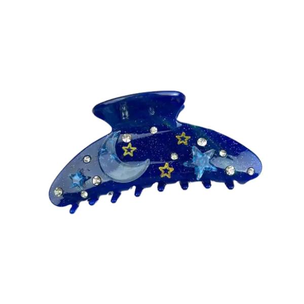 Blue Moon & Golden Stars Claw Clip