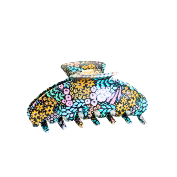 Black Floral Claw Clip