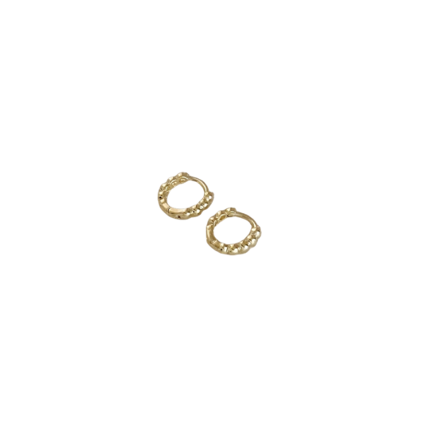18k Gold Filled Beaded Clicker Hoop Earrings
