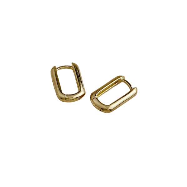 18k Gold Filled 13mm Round Rectangle Hoop Earrings