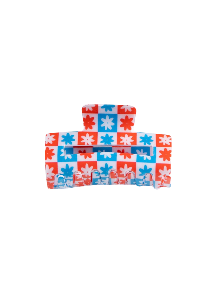 Red, White, and Blue Checkered Claw Clip