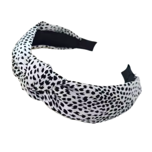 Dalmatian Top Knot Headband - Black Spots