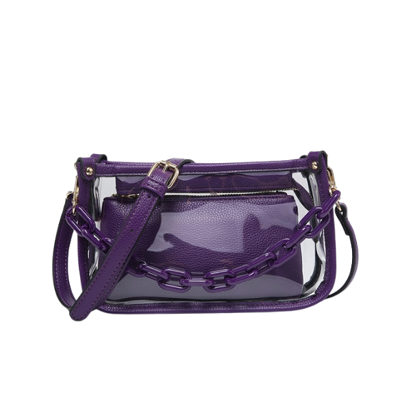 Jessica Clear Crossbody Bag w/Chain Shoulder Strap