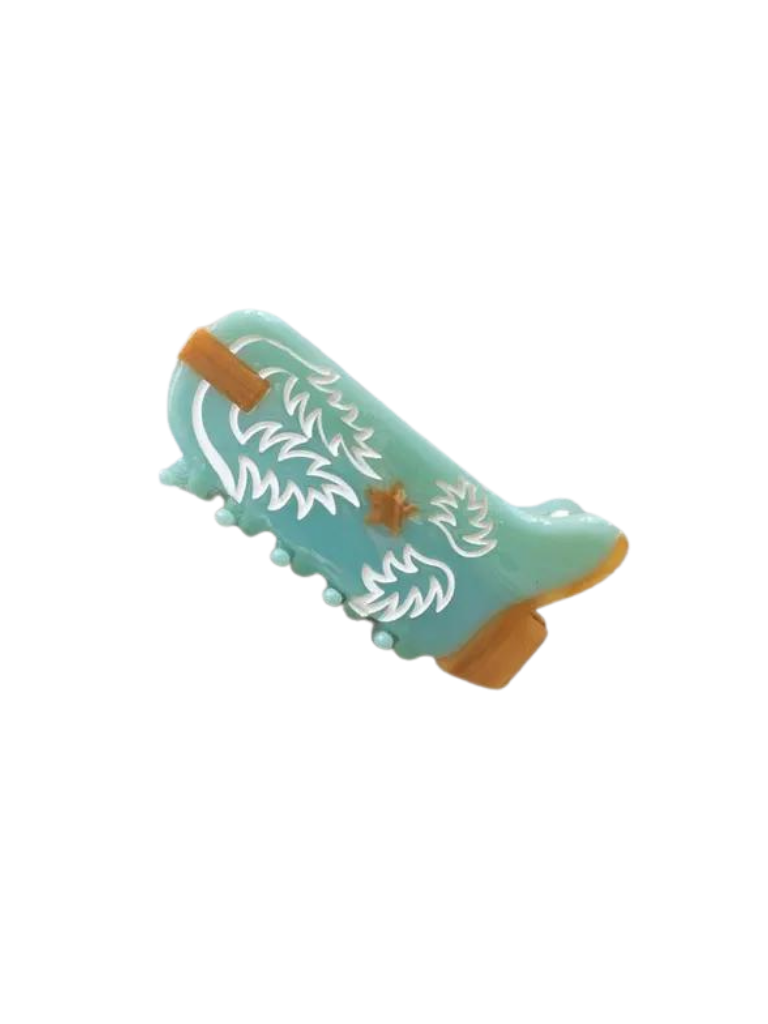 Turquoise Flower Cowboy Boot Claw Clip