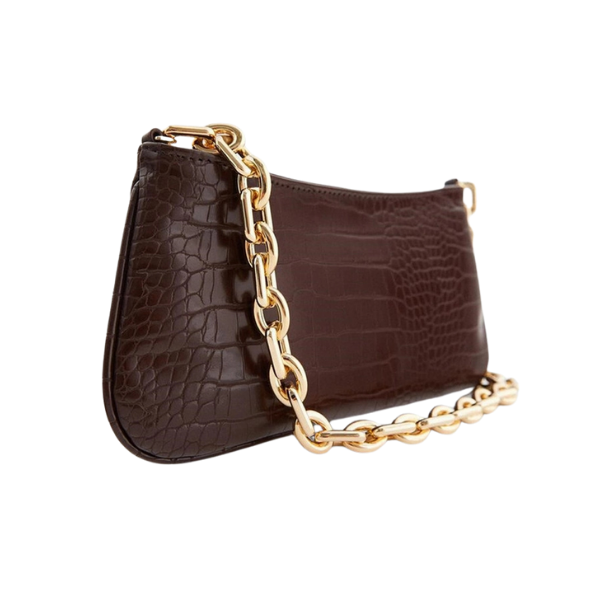 Y2K Croc Pattern Shoulder Bag w/Chain Strap