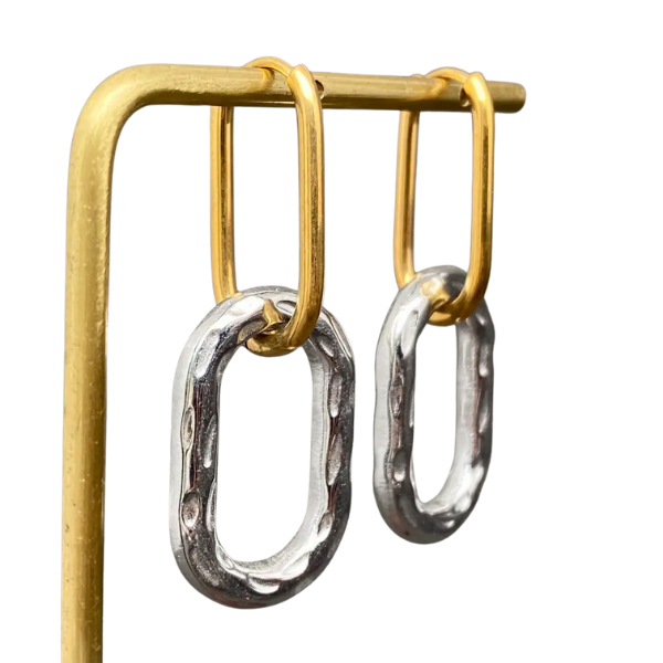 Two-Toned Textured Paper Link Hoop Earrings