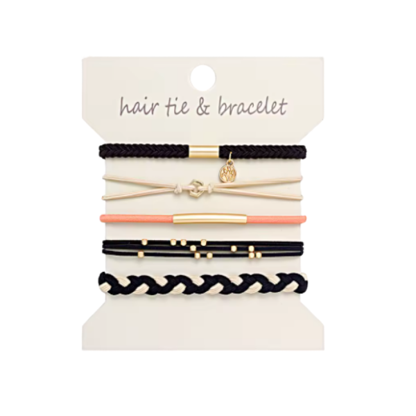 5pc Boho Hair Ties w/Charm Accents