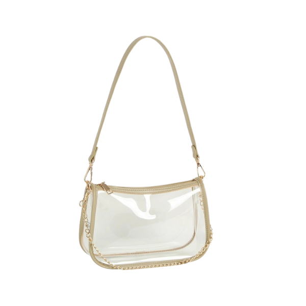 Clear Should Bag w/Metal Chain Strap