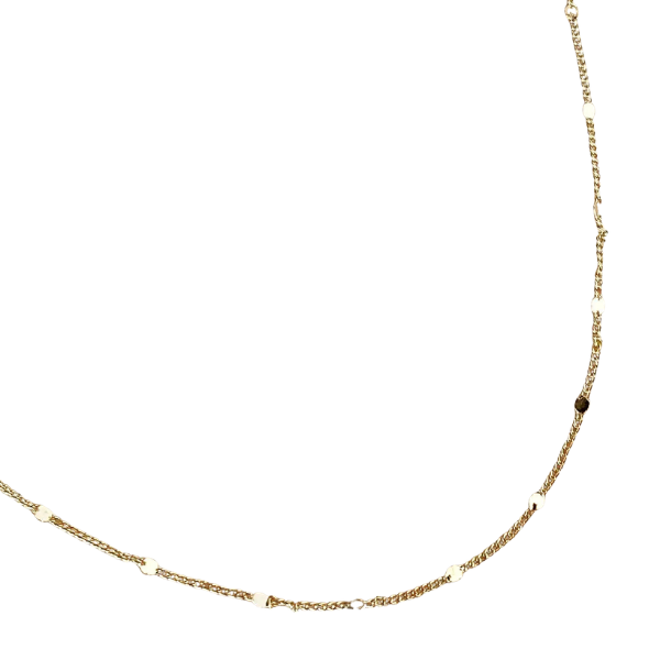 18k Gold Filled 1mm Curb Chain Necklace w/Pressed Details