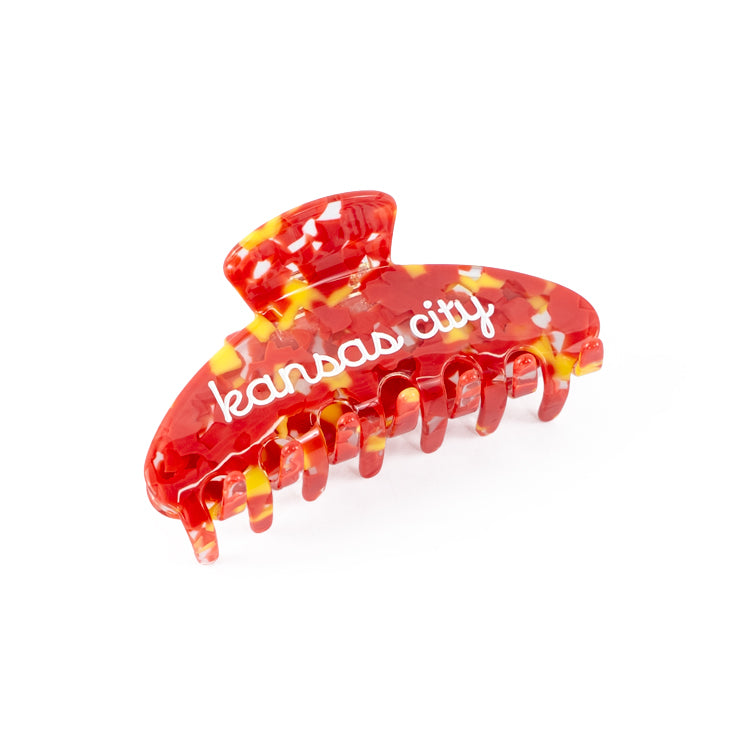 Kansas City Script Red & Yellow Tortoise Claw Clip